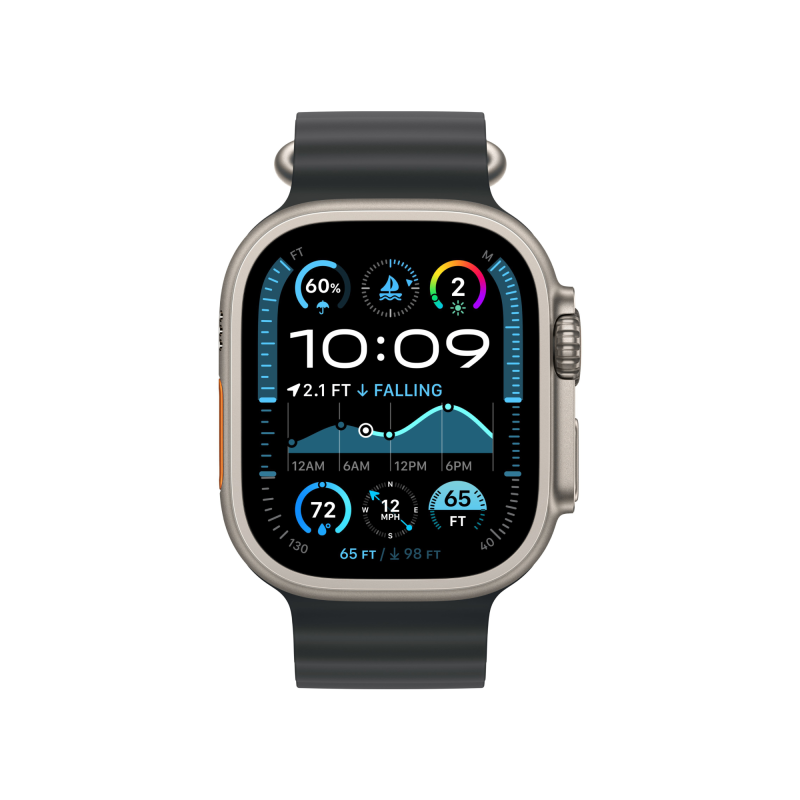 Apple Watch Ultra 2 GPS + Cellular, 49 мм, корпус из бежевого титана, ремешок Ocean чёрного цвета Apple Watch Ultra 2 GPS + Cellular, 49 мм, корпус из бежевого титана, ремешок Ocean чёрного цвета