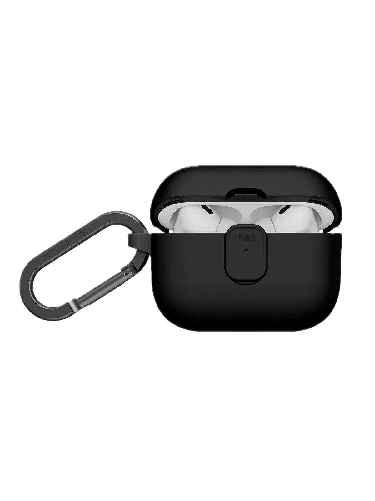 На фото изображено Чехол Uniq CLYDE Lock case для AirPods Pro 3, Black/Dark Grey