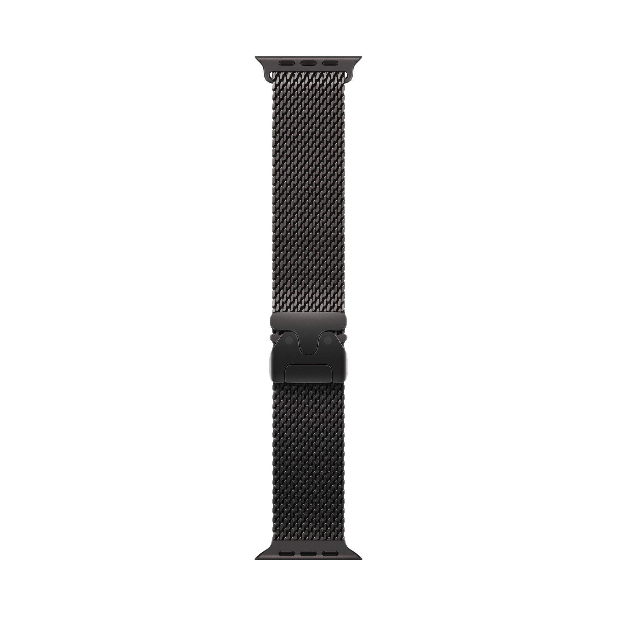 На фото изображено Apple Watch Ultra 3 GPS + Cellular, 49 мм, корпус из черного титана, ремешок Milanese черного цвета, размер M