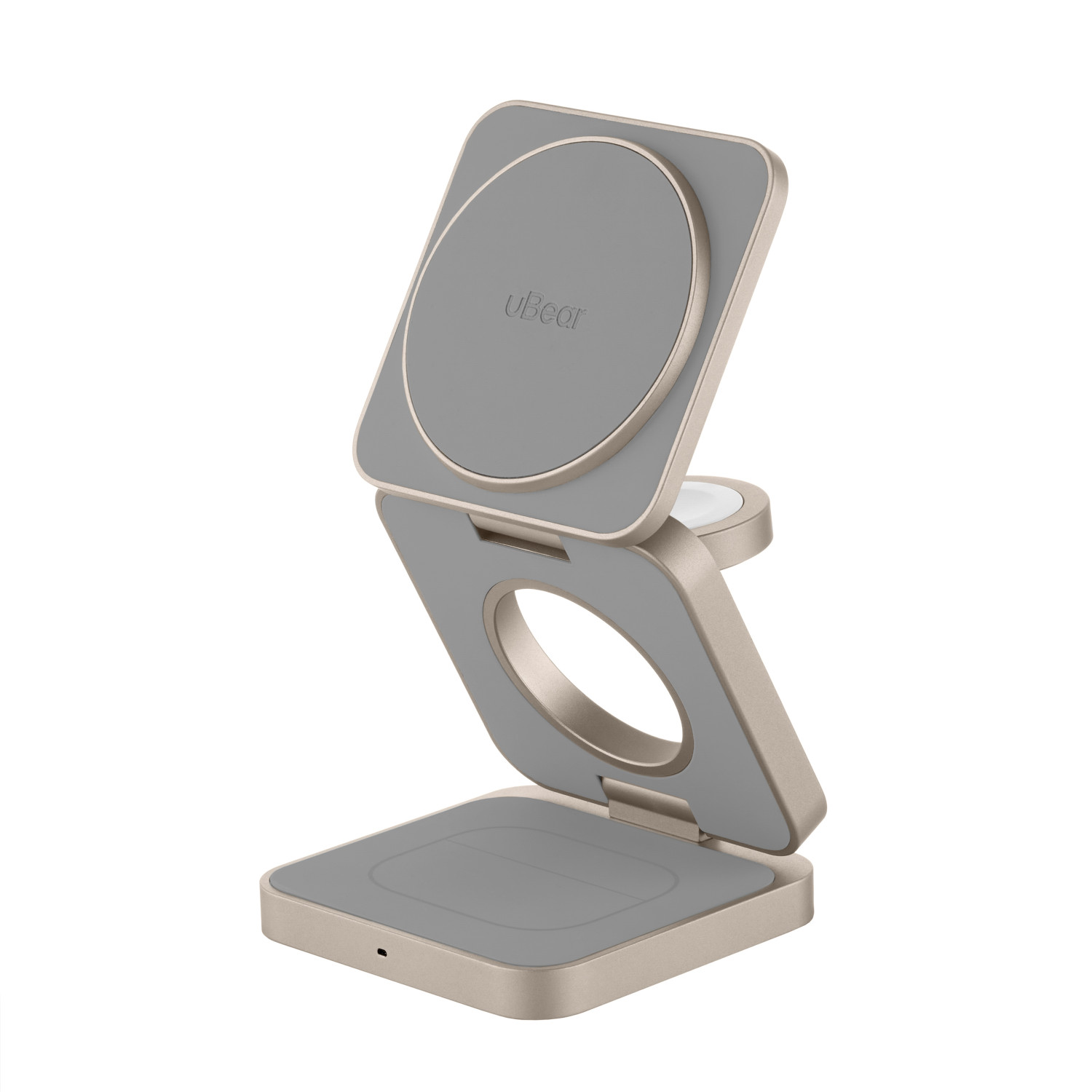 Фото Беспроводное зарядное устройство uBear Balance с поддержкой MagSafe, натуральный титан На фото изображено Беспроводное зарядное устройство uBear Balance с поддержкой MagSafe, натуральный титан