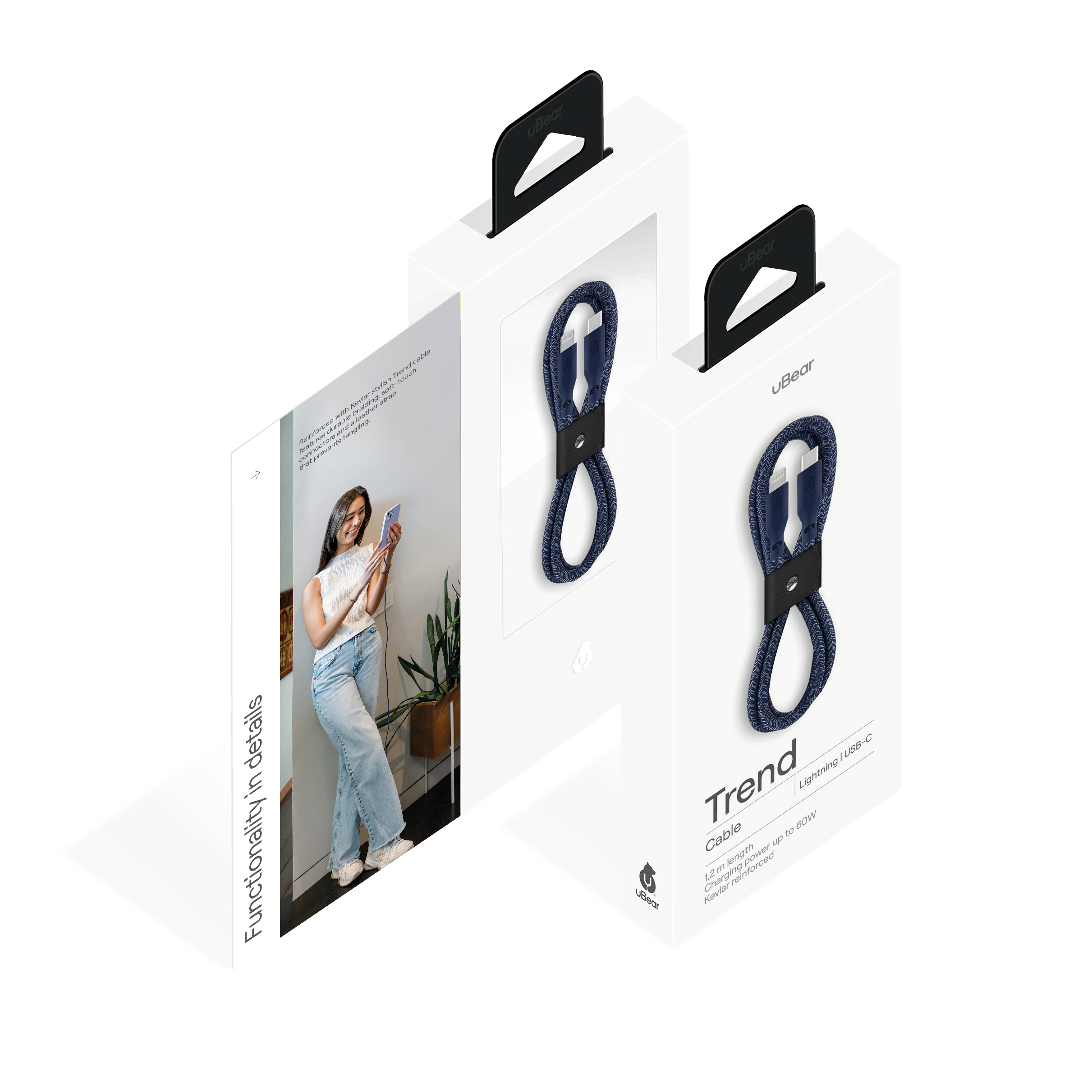 Зарядный кабель uBear Trend, USB-C/Lightning, 1,2м, синий