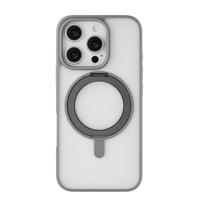 Чехол защитный uBear Clip 360 Mag Case для iPhone 16 Pro, с магнитной подставкой, серый