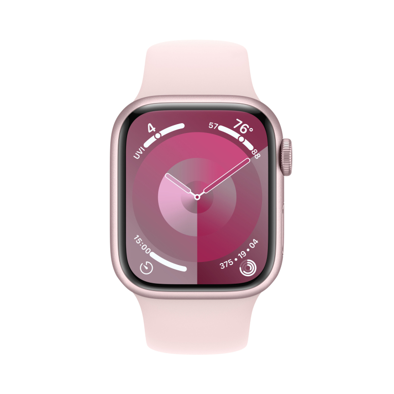 Apple Watch Series 9, 41 мм, корпус из алюминия цвета «Розовый», спортивный ремешок, размер S/M Apple Watch Series 9, 41 мм, корпус из алюминия цвета «Розовый», спортивный ремешок, размер S/M