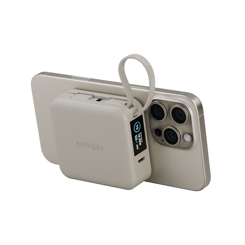 Фото Внешний аккумулятор Energea MagPac Mini Plus 10000 mAh, бежевый На фото изображено Внешний аккумулятор Energea MagPac Mini Plus 10000 mAh, бежевый