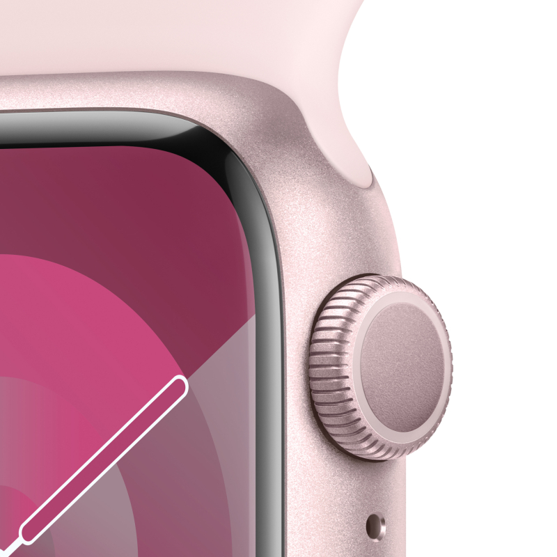Apple Watch Series 9, 41 мм, корпус из алюминия цвета «Розовый», спортивный ремешок, размер S/M