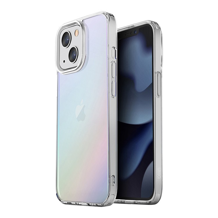 На фото изображено Чехол Uniq для iPhone 13 Lifepro Xtreme Iridescent, градиент