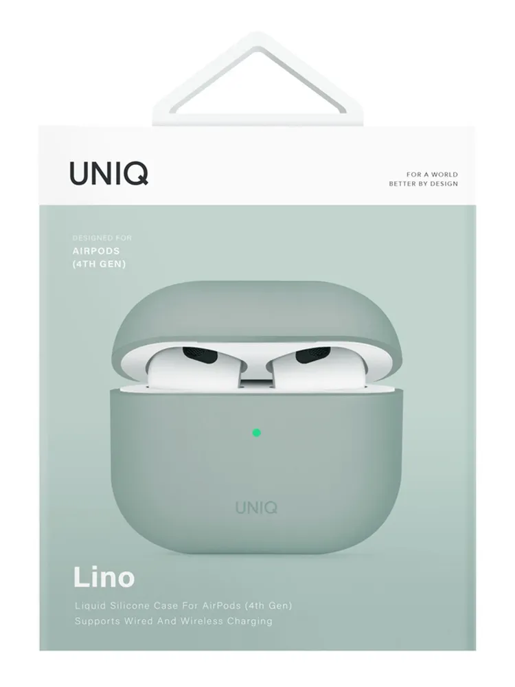 Защитный чехол Uniq Lino Silicone Case для Airpods 4, мятный