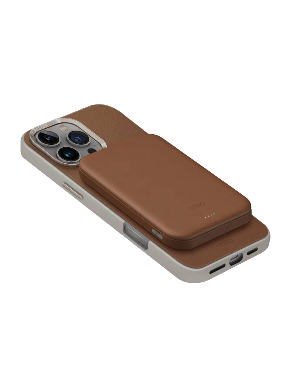 На фото изображено Внешний аккумулятор Uniq Lexa 5000 mAh, карамельный