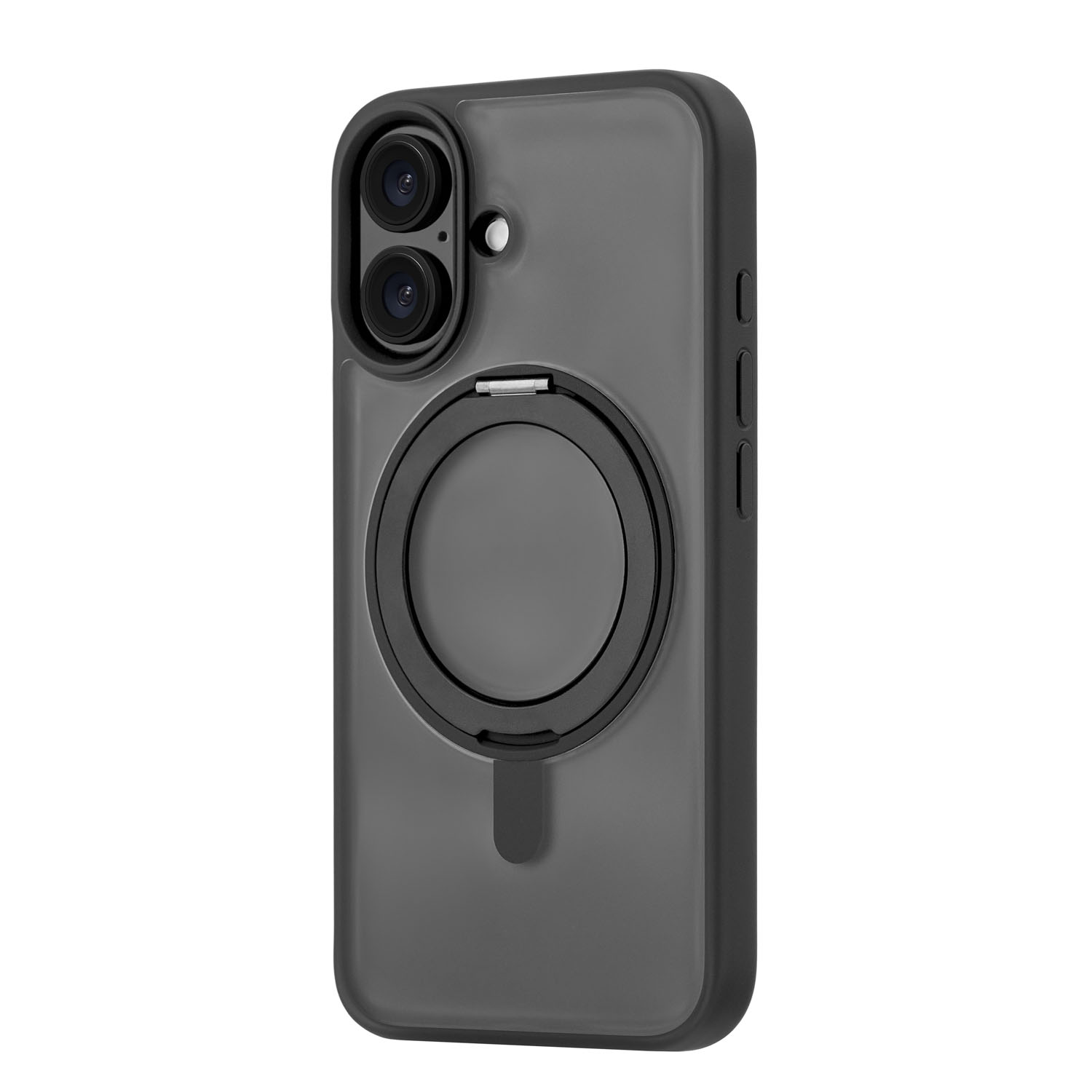 На фото изображено Чехол защитный uBear Clip 360 Mag Case для iPhone 16, с магнитной подставкой, черный