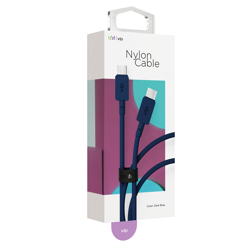 Кабель VLP Nylon Cable USB/C-USB/C, 100 Вт, 1.2м, темно-синий
