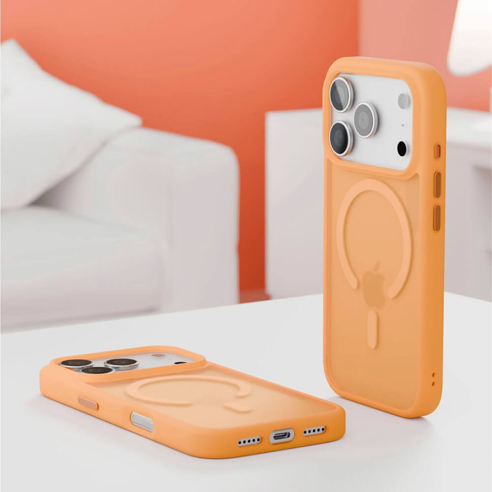 Фото Чехол защитный VLP LITE Bloom Case с MagSafe для iPhone 17 Pro, оранжевый На фото изображено Чехол защитный VLP LITE Bloom Case с MagSafe для iPhone 17 Pro, оранжевый