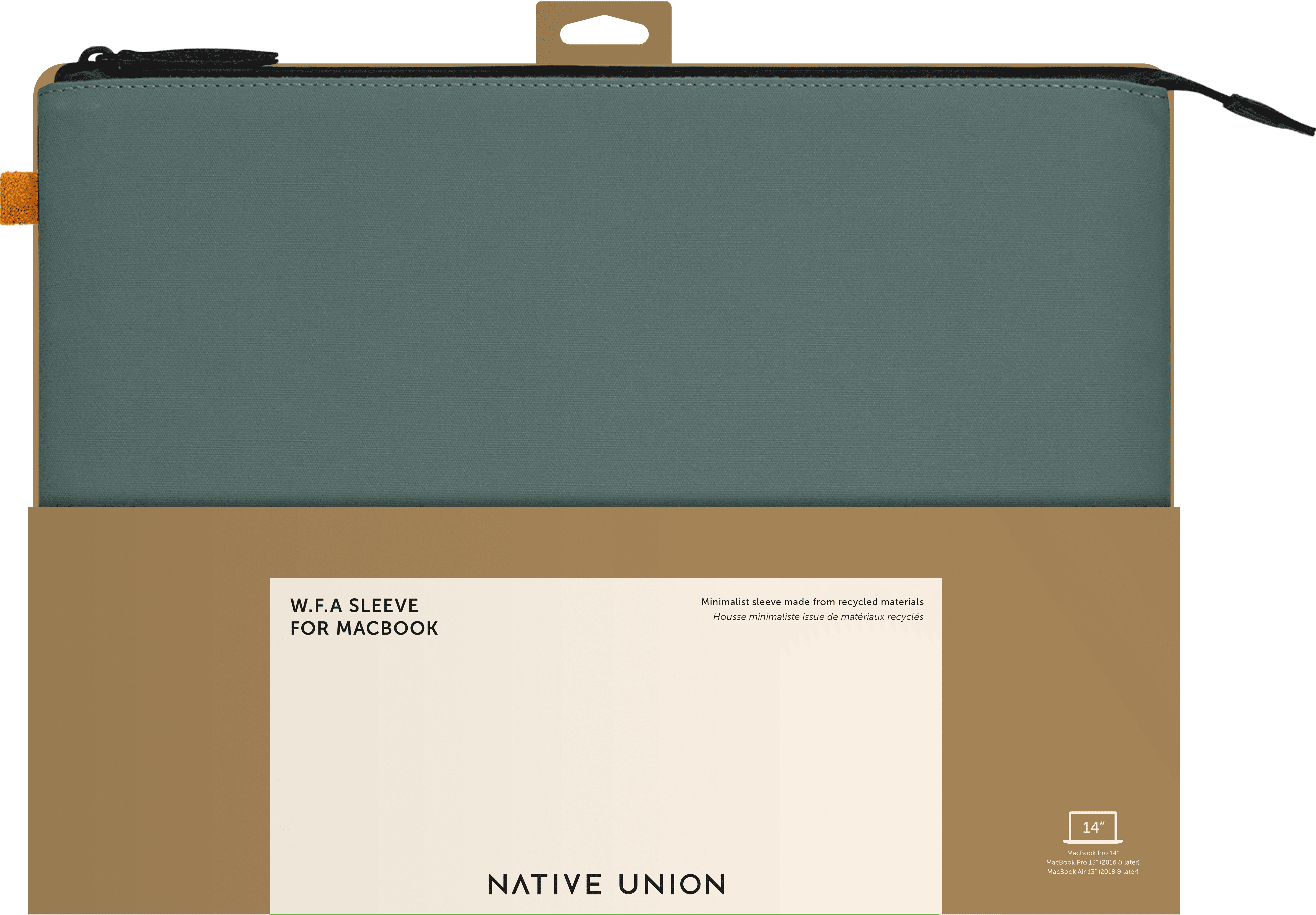 На фото изображено Чехол-конверт Native Union Stow Lite Sleeve 14", зеленый