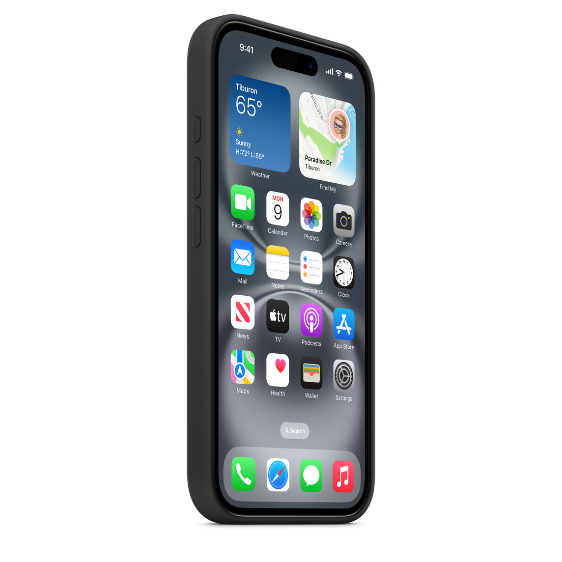 На фото изображено Чехол Apple для iPhone 16 Silicone with MagSafe, черный