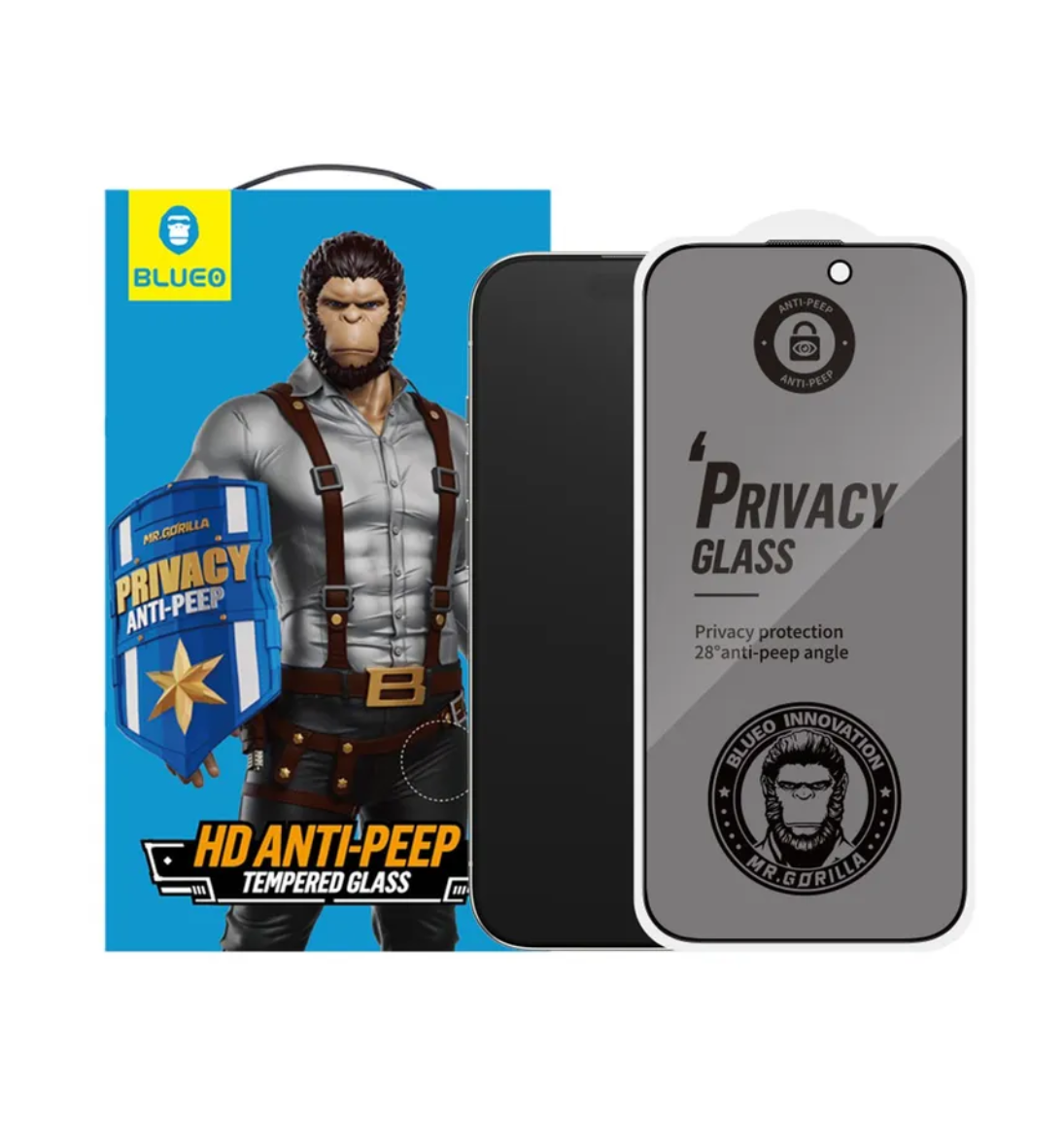 Приватное защитное стекло Blueo для Apple iPhone 16 Pro (анти-шпион)