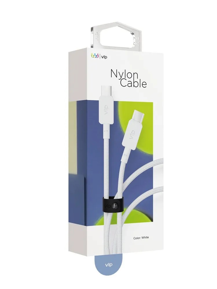 Кабель VLP Nylon Cable USB/C-USB/C, 100 Вт, 1.2м, белый