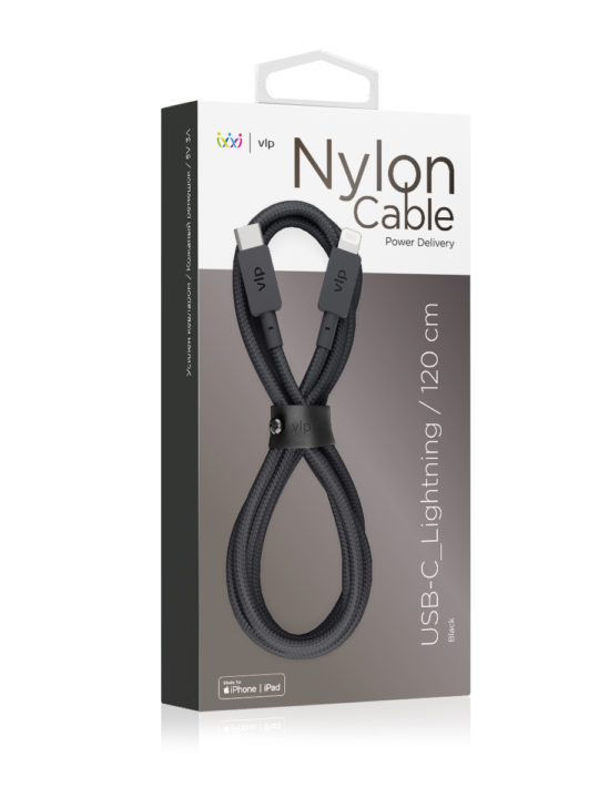 Кабель VLP Nylon Cable USB-C/Lightning MFI, 1.2м, черный Кабель VLP Nylon Cable USB-C/Lightning MFI, 1.2м, черный
