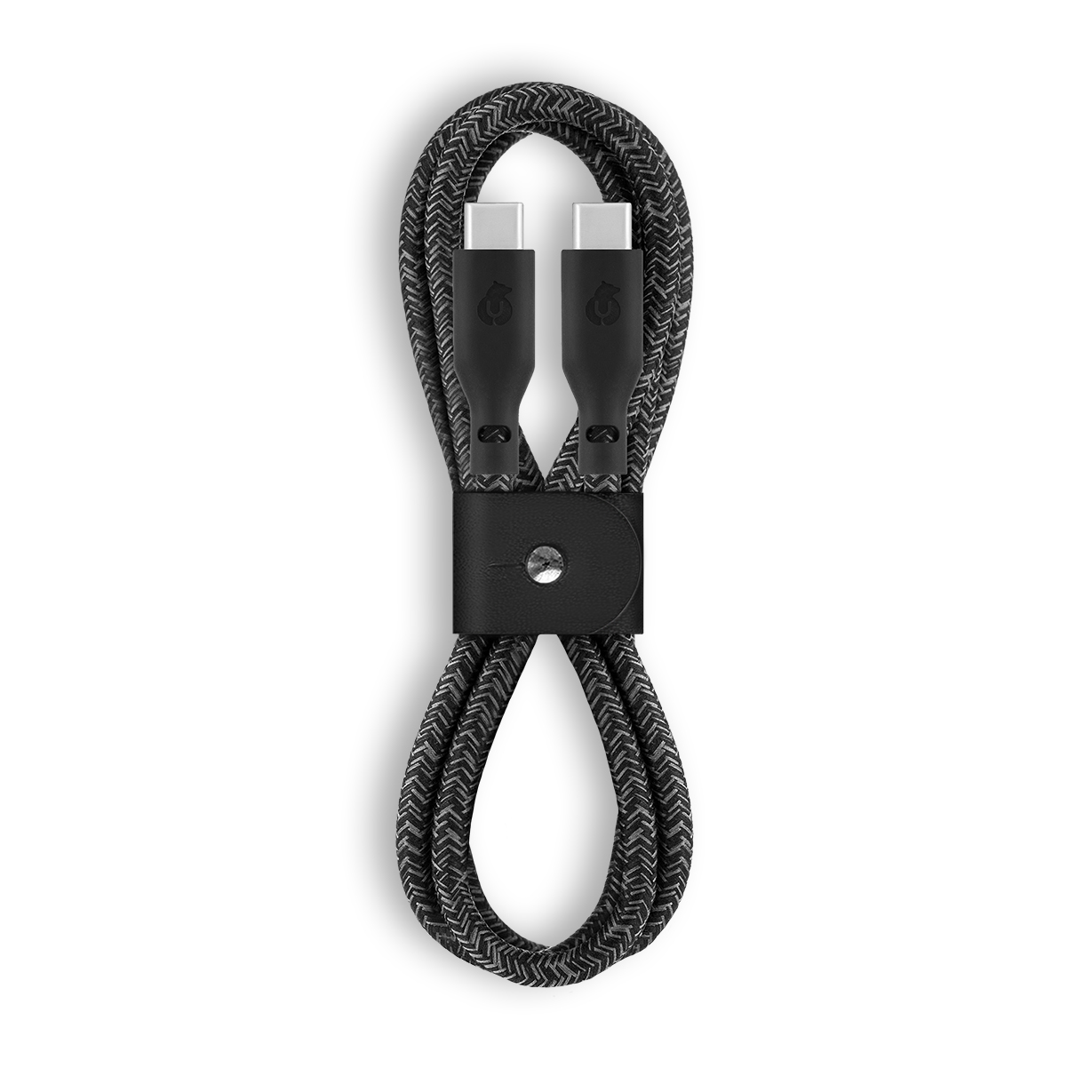 На фото изображено Зарядный кабель uBear Trend, USB-C/USB-С, 1,2м, чёрный