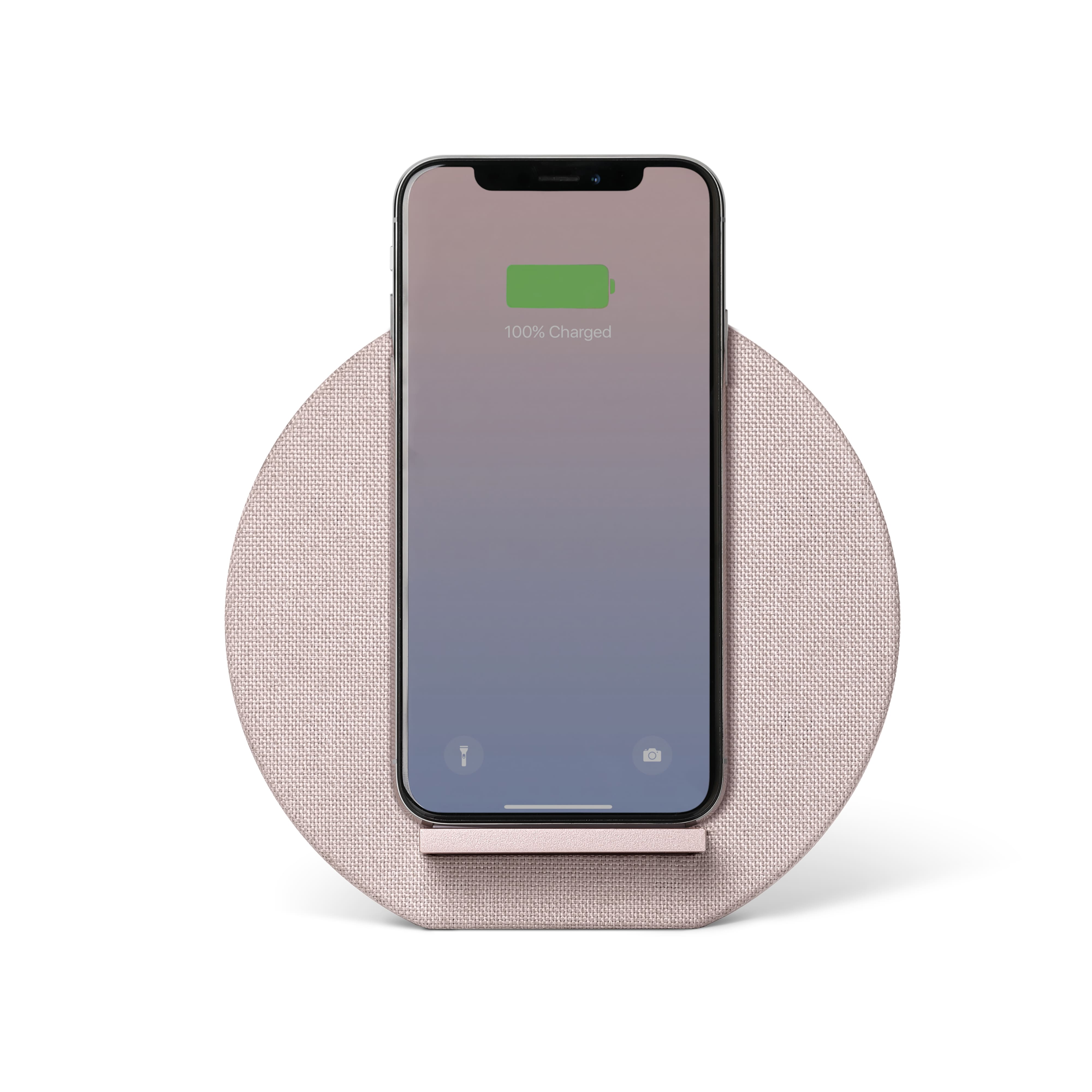 На фото изображено Беспроводное зарядное устройство Native Union Dock Wireless Fabric, с подставкой, розовый