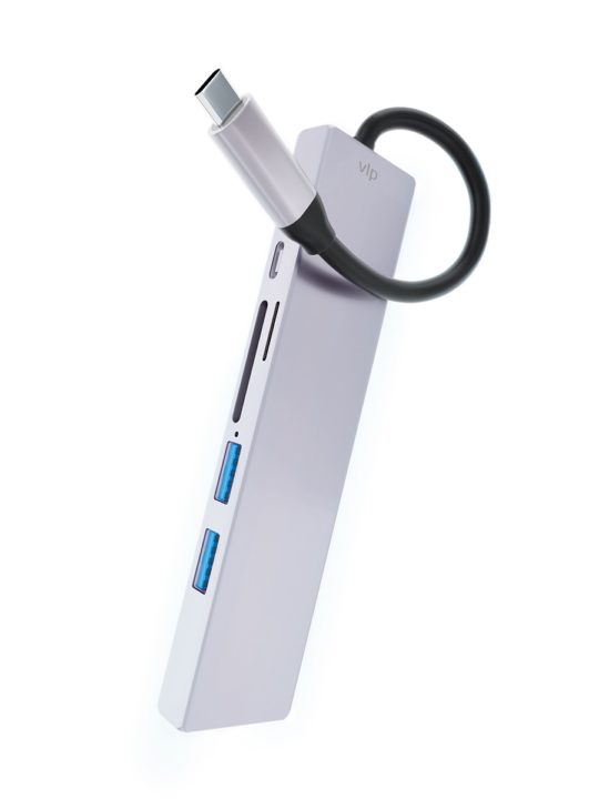 Адаптер VLP USB-C Multiport Hub 6 в 1, серебристый Адаптер VLP USB-C Multiport Hub 6 в 1, серебристый