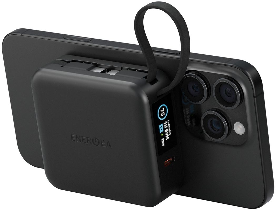 На фото изображено Внешний аккумулятор Energea MagPac Mini Plus 10000 mAh, черный