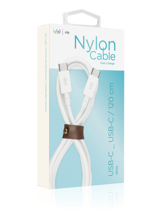 Кабель VLP Nylon Cable USB-C/USB-C, 1.2м, белый