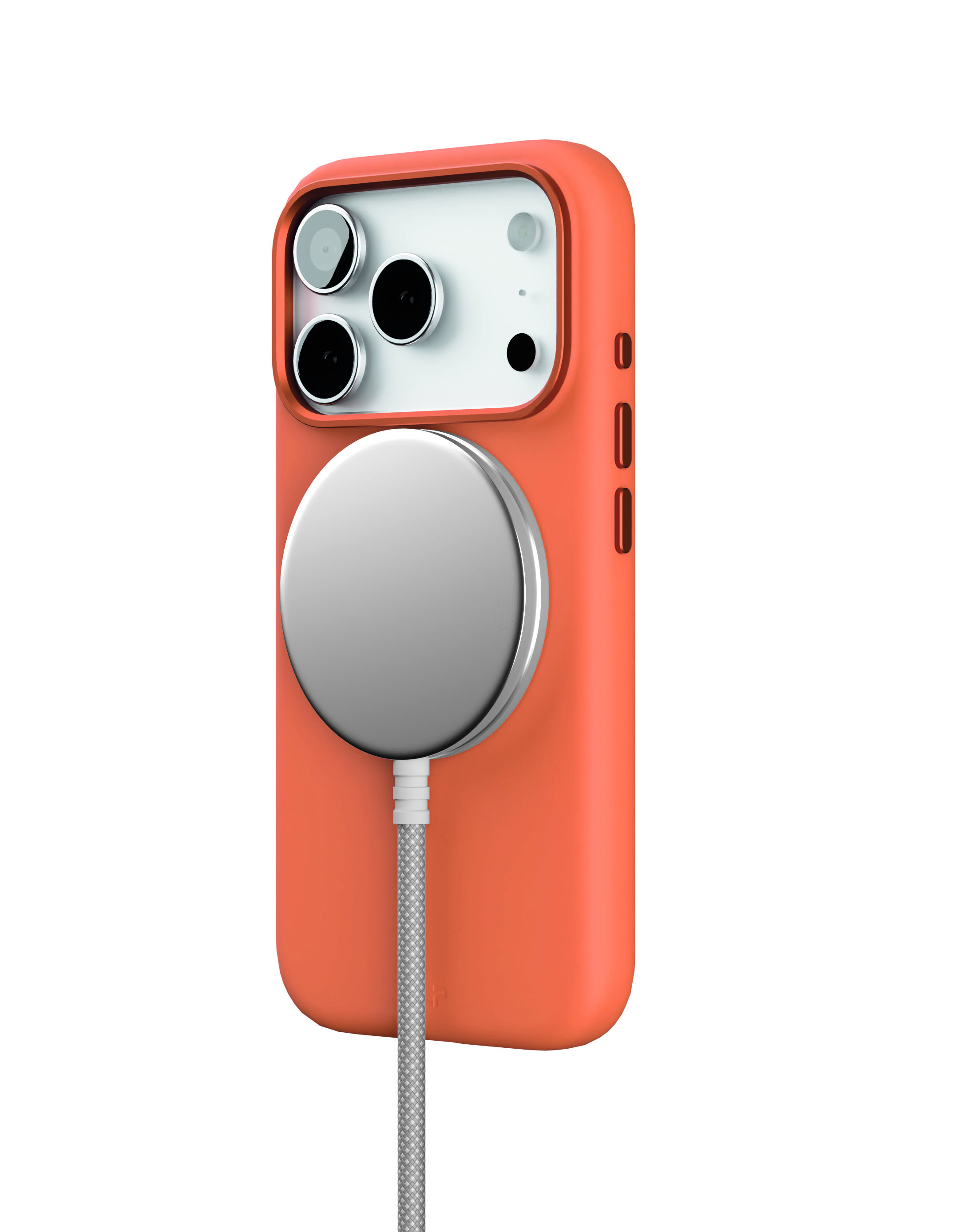 На фото изображено Чехол защитный VLP Aster Pro Case с MagSafe для iPhone 17 Pro, оранжевый