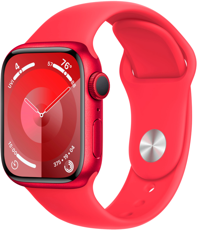 Apple Watch Series 9, 45 мм, корпус из алюминия цвета «(PRODUCT)RED», спортивный ремешок, размер M/L Apple Watch Series 9, 45 мм, корпус из алюминия цвета «(PRODUCT)RED», спортивный ремешок, размер M/L