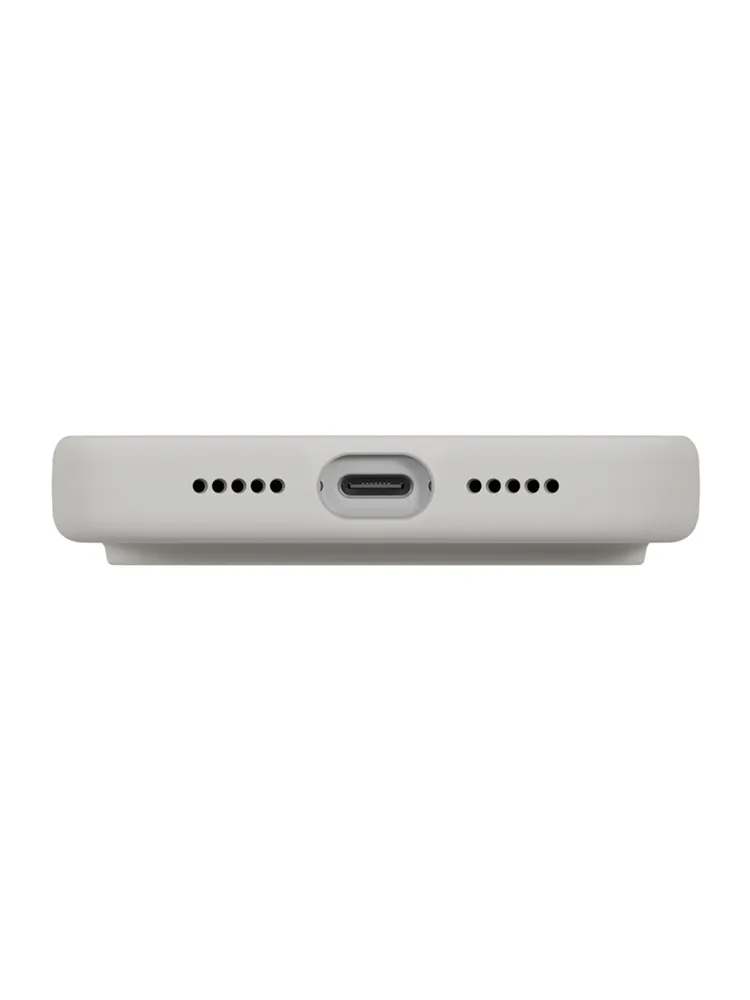 На фото изображено Чехол Uniq Lino MagSafe для iPhone 17 Pro Max, серый