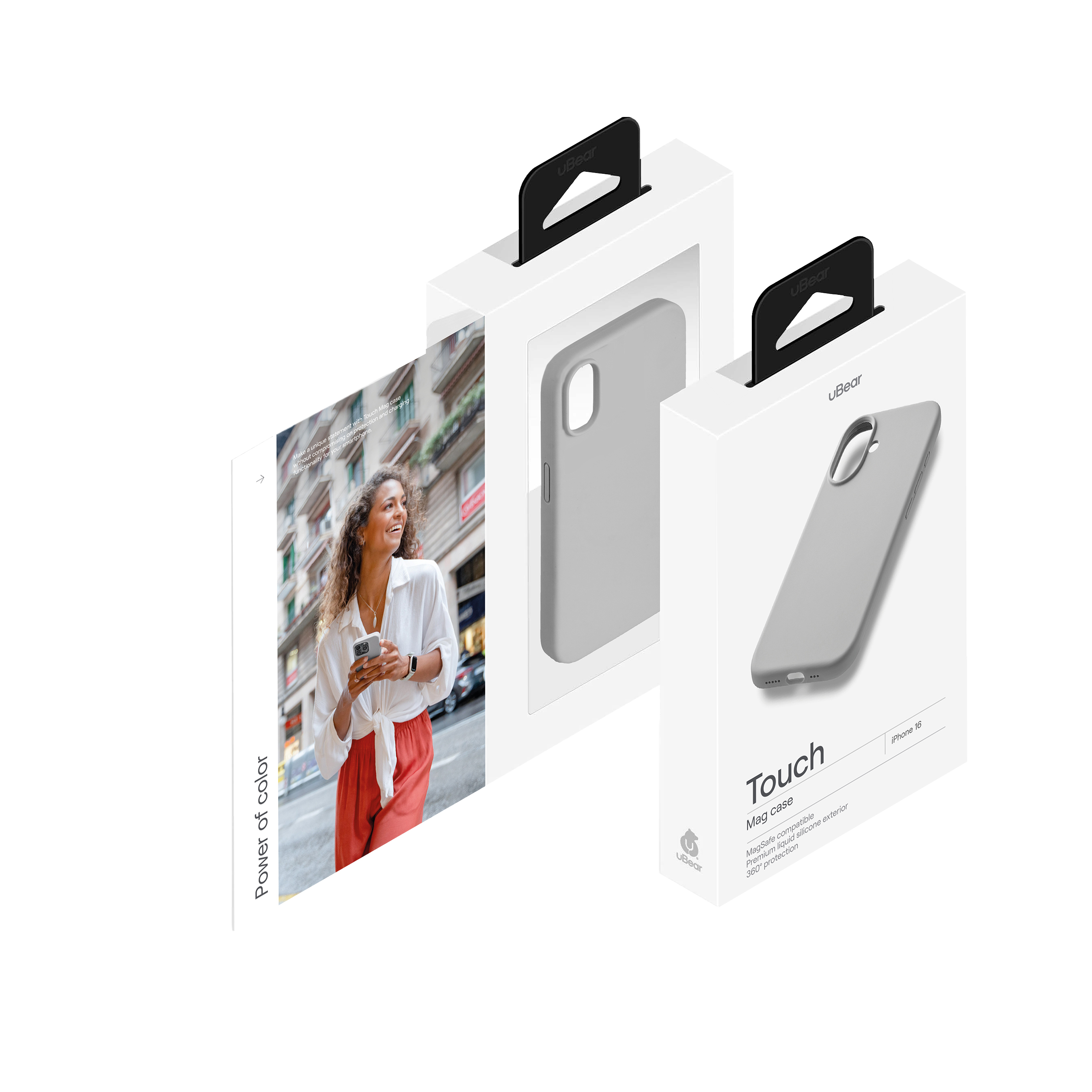 Чехол защитный uBear Touch Mag Case для iPhone 16, светло-серый