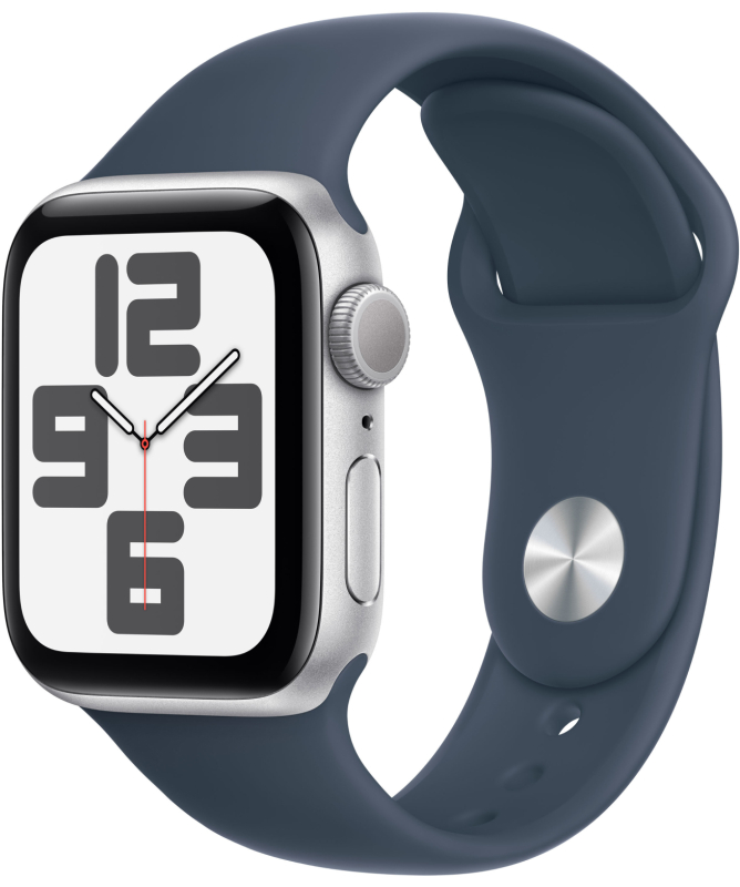 Apple Watch SE 2024, 40 мм, корпус из алюминия цвета «Серебристый», спортивный ремешок, размер S/M Apple Watch SE 2024, 40 мм, корпус из алюминия цвета «Серебристый», спортивный ремешок, размер S/M