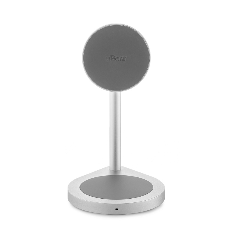 Беспроводное зарядное устройство uBear Stage, 2в1, MagSafe совместимое, серебристый
