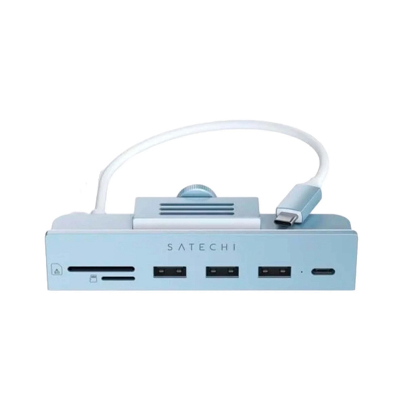 USB-C-концентратор Satechi Aluminum USB-C Clamp Hub для 24" iMac, синий USB-C-концентратор Satechi Aluminum USB-C Clamp Hub для 24" iMac, синий