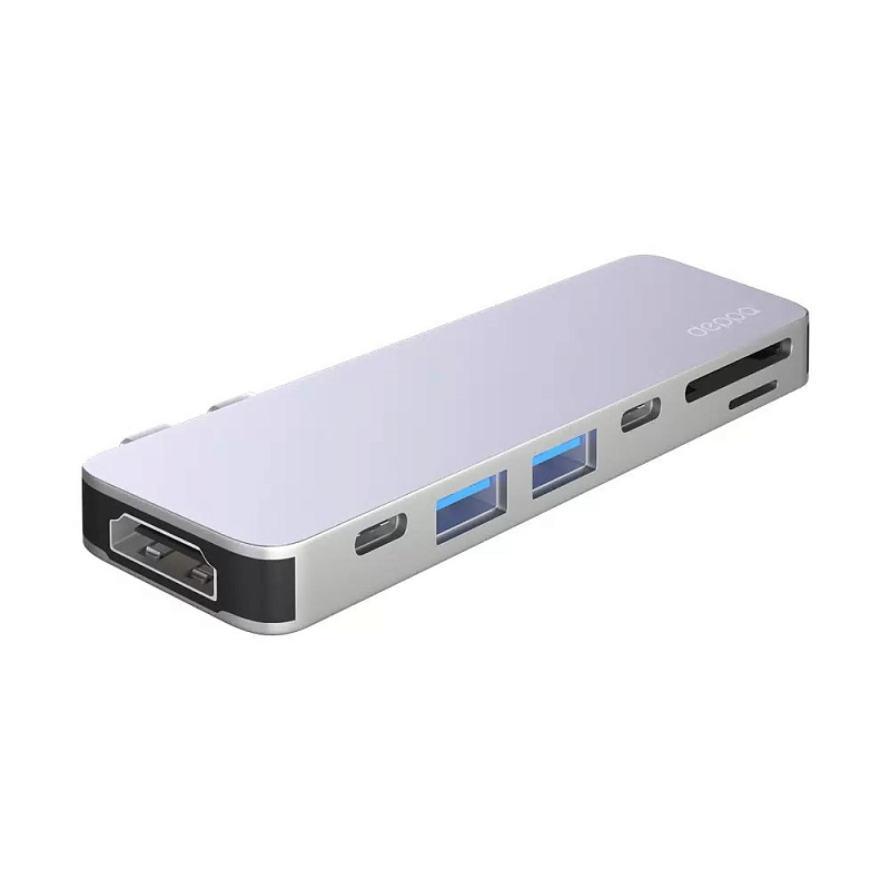 USB-C адаптер Deppa для MacBook 7-в-1, серебристый USB-C адаптер Deppa для MacBook 7-в-1, серебристый