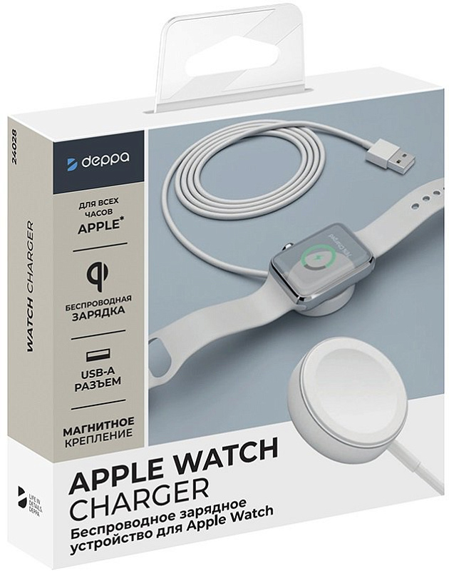 Беспроводное зарядное устройство A-watch Deppa, USB-A, белый Беспроводное зарядное устройство A-watch Deppa, USB-A, белый