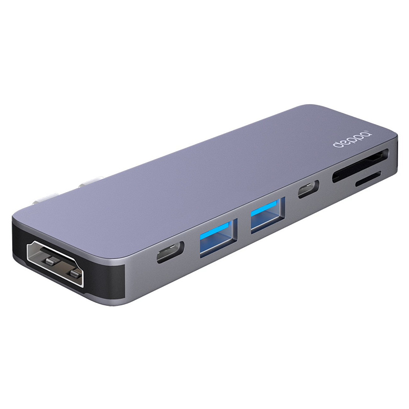 USB-C адаптер Deppa для MacBook 7-в-1, графит USB-C адаптер Deppa для MacBook 7-в-1, графит
