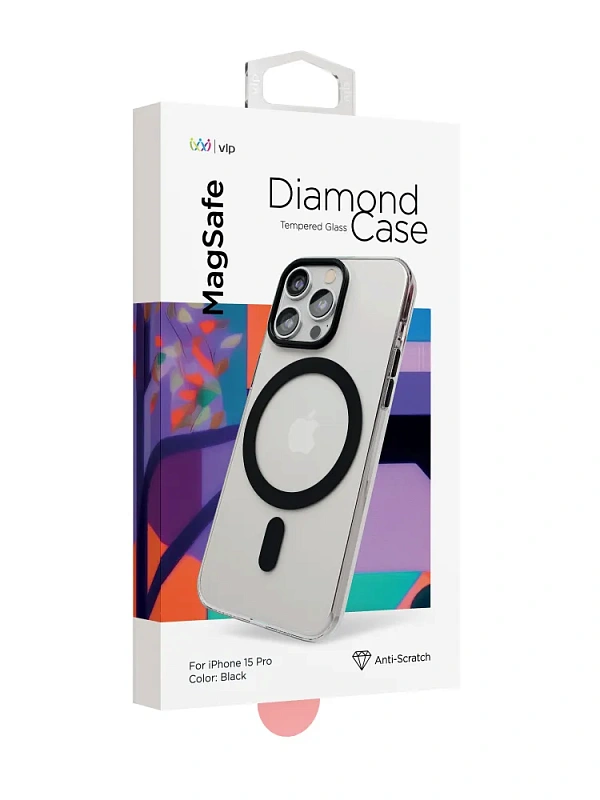 Чехол защитный VLP Diamond Case с MagSafe для iPhone 15 Pro, черный