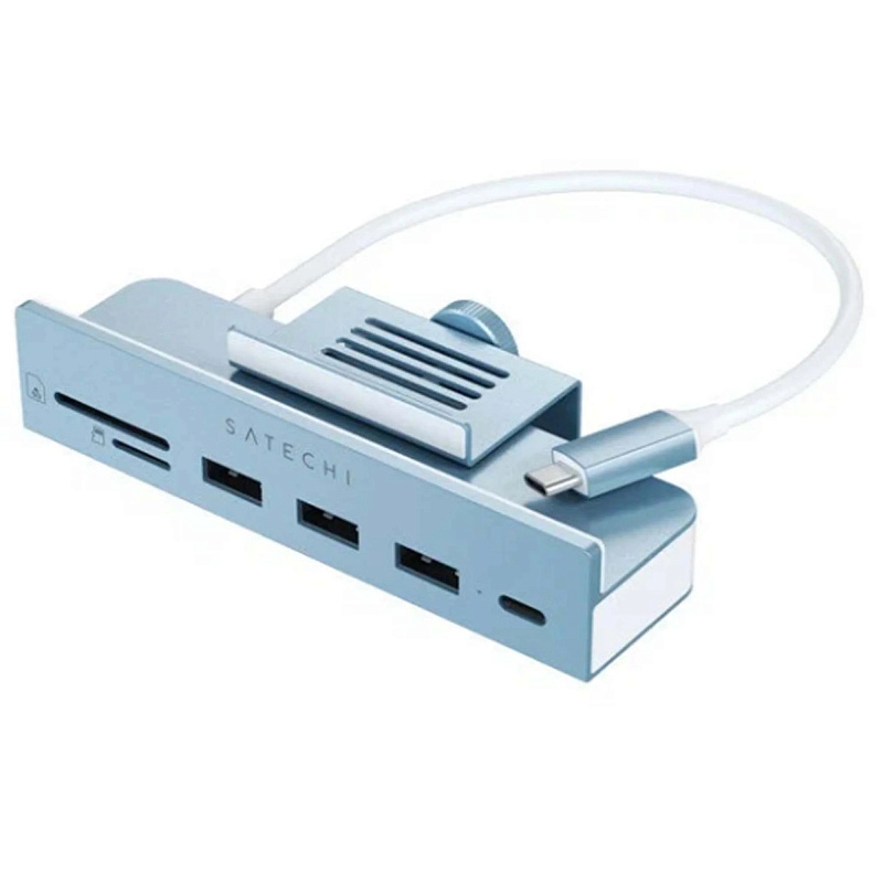 USB-C-концентратор Satechi Aluminum USB-C Clamp Hub для 24" iMac, синий USB-C-концентратор Satechi Aluminum USB-C Clamp Hub для 24" iMac, синий